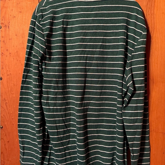 Men's long sleeve 3 button henley green and white stripes size large - Picture 4 of 4
